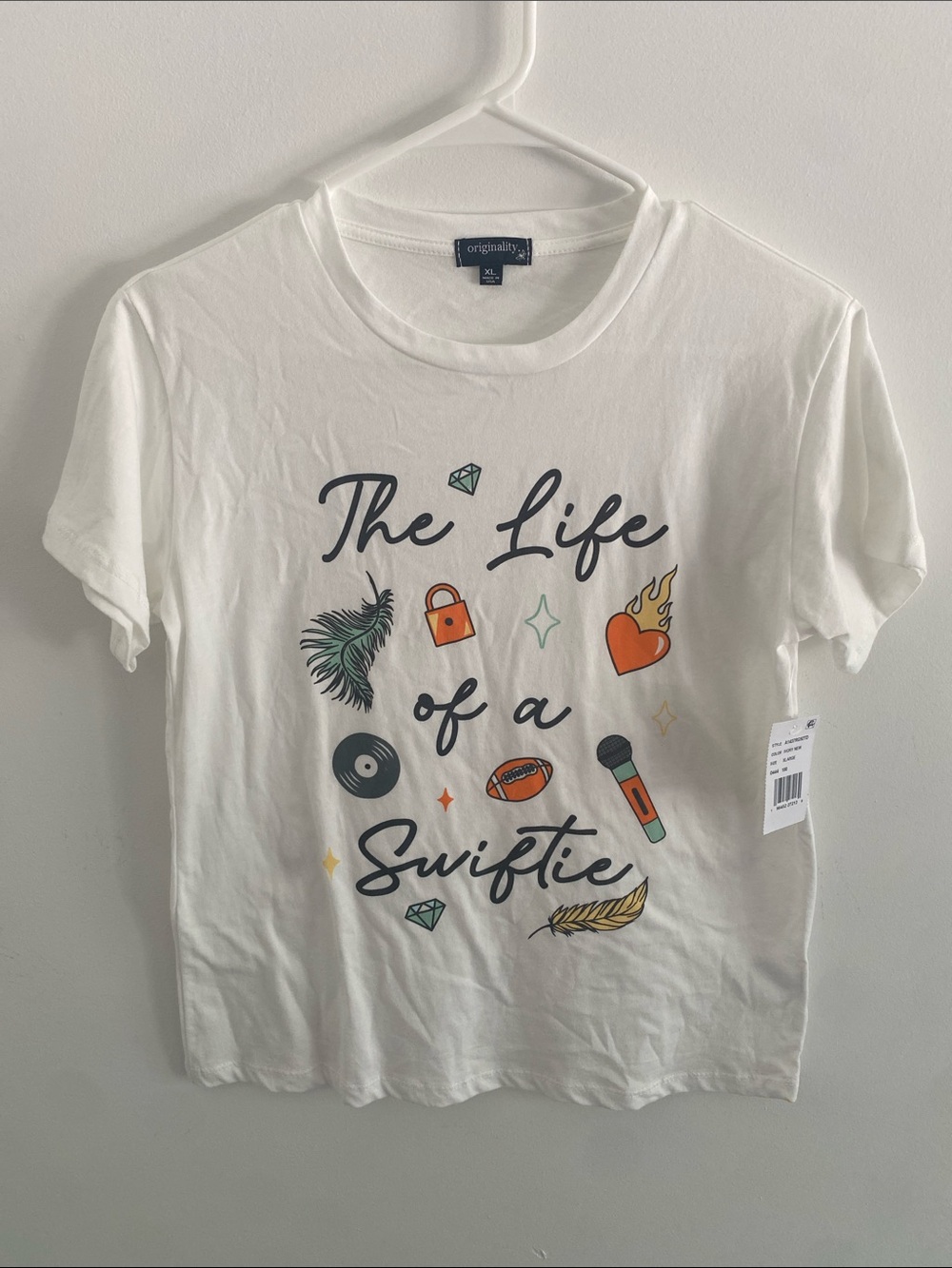 Originality Big Girls' Short Sleeve The Life Of A Swiftie T-Shirt XL - Ivory New